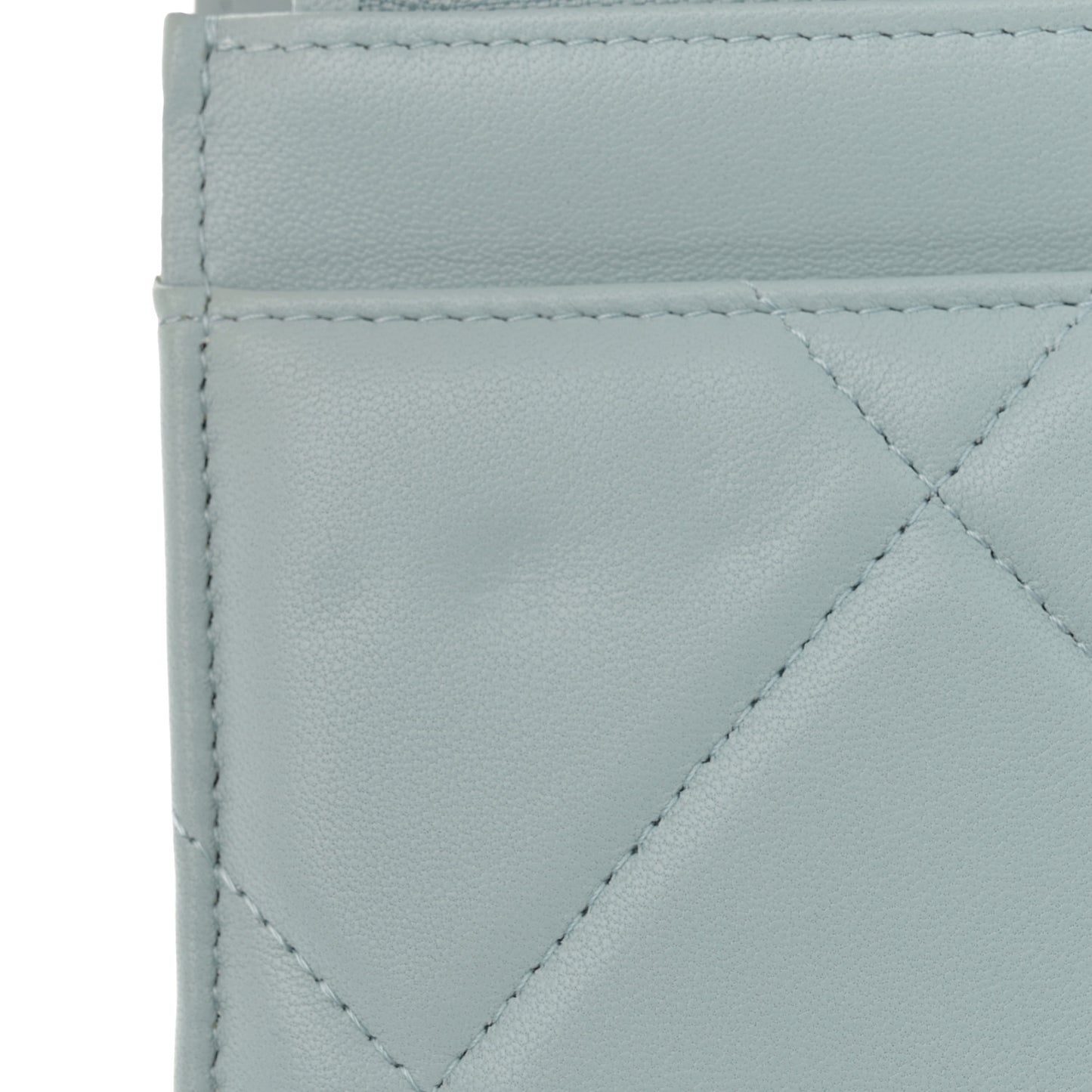 Lambskin Quilted Chanel 19 Wallet On Chain WOC Light Blue