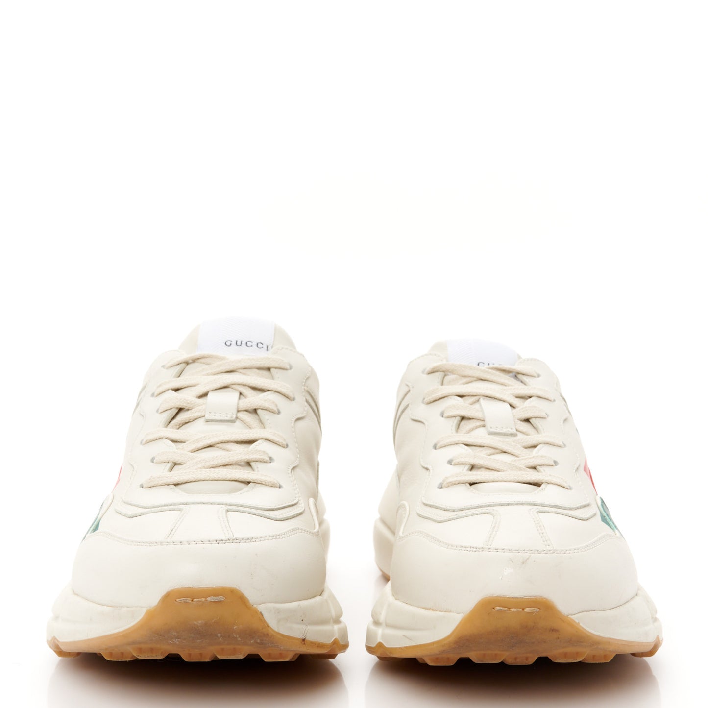 Calfskin Web Printed Mens Rhyton Sneakers 8 Mystic White