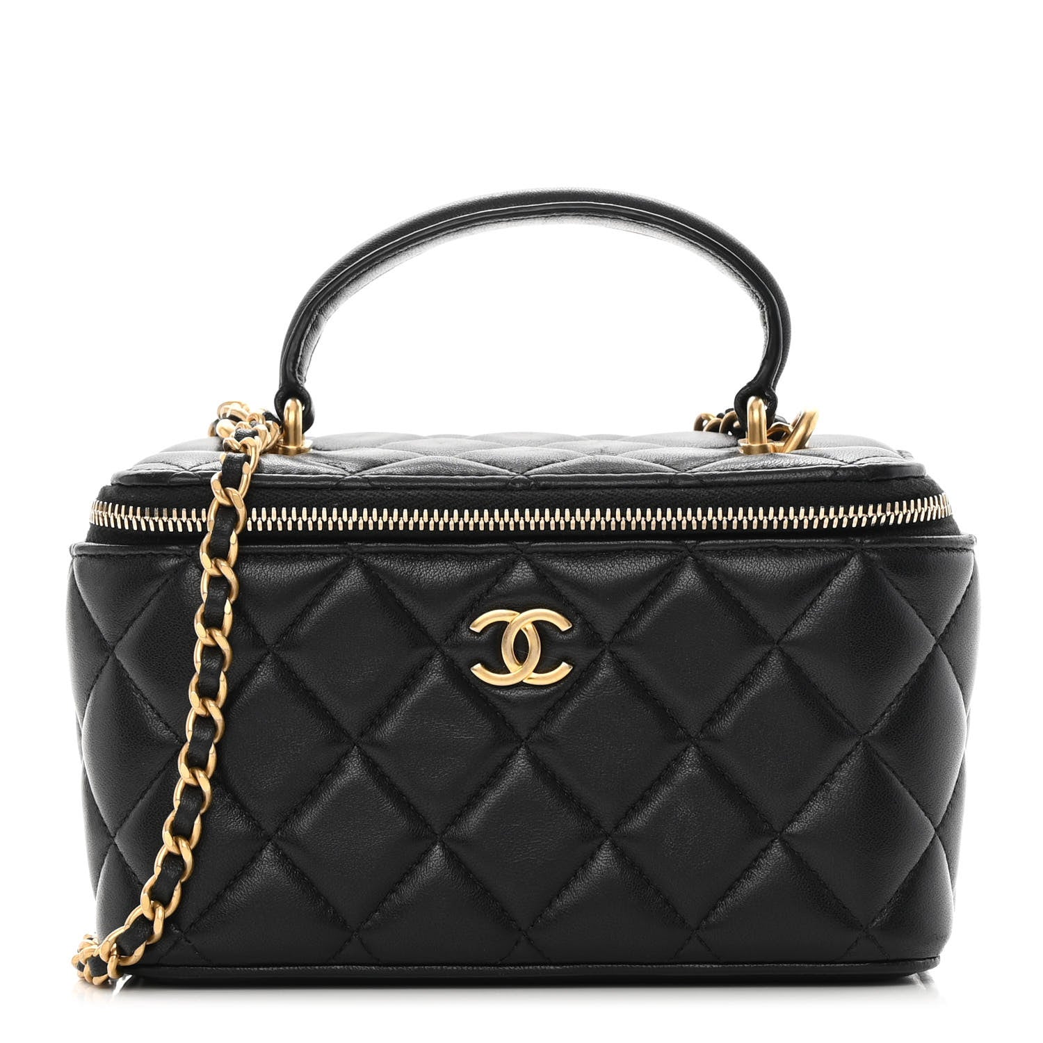 Chanel Lambskin Quilted Small Top Handle Vanity Case With Chain Black 1 of 13