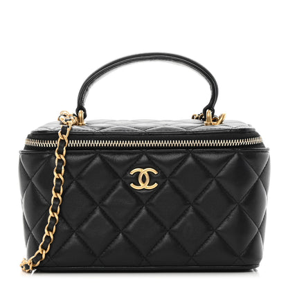 Chanel Lambskin Quilted Small Top Handle Vanity Case With Chain Black 1 of 13