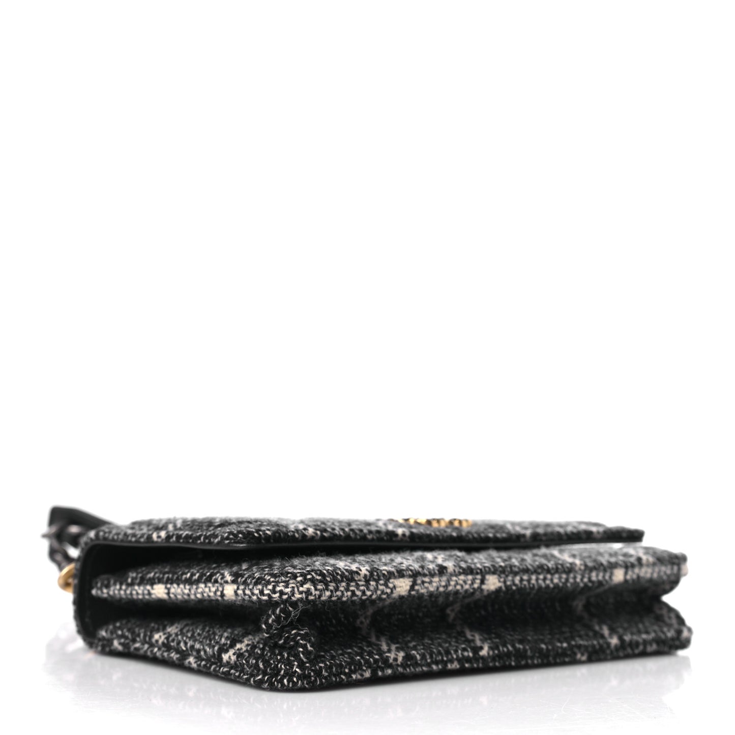 Tweed Quilted Chanel 19 Wallet On Chain WOC Grey Black Beige