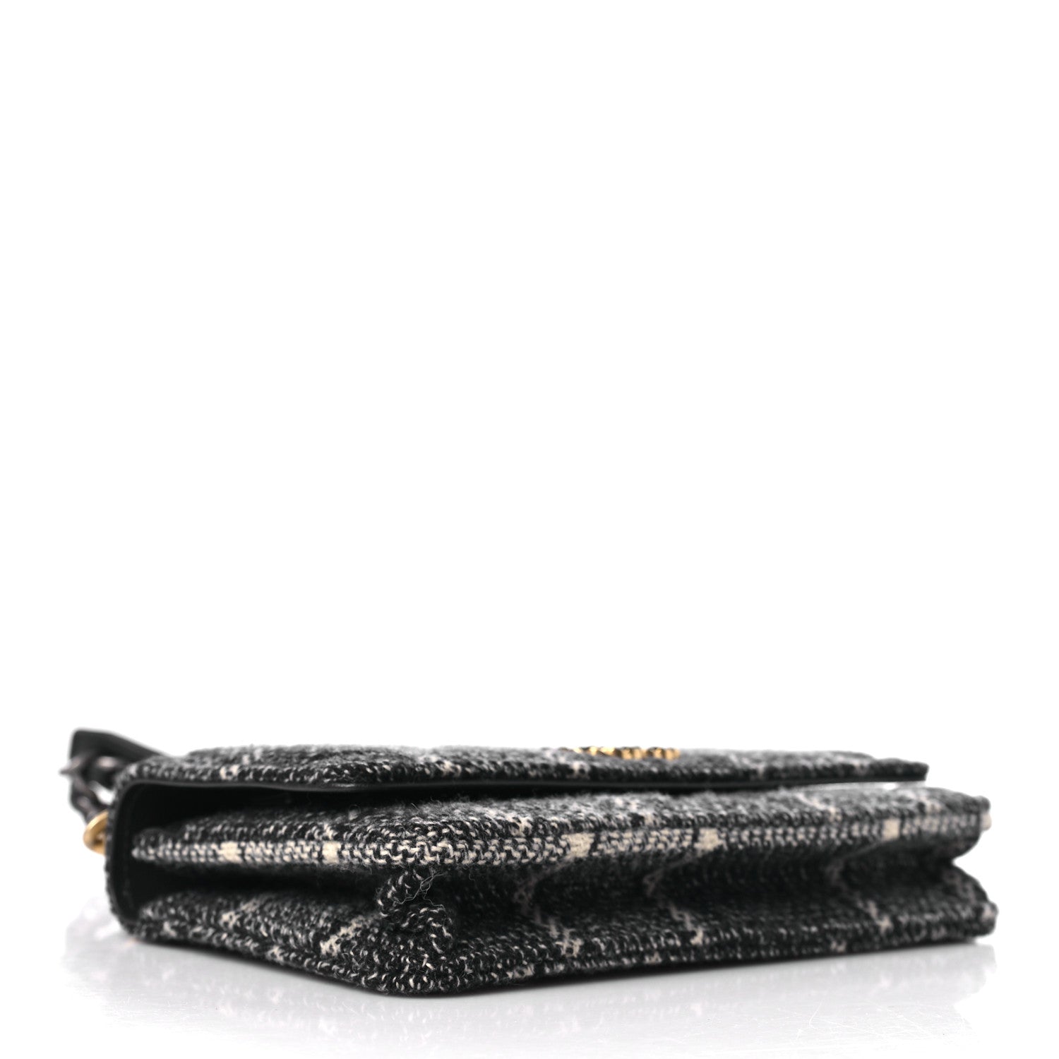 Chanel Tweed Quilted Chanel 19 Wallet On Chain WOC Grey Black Beige 4 of 10