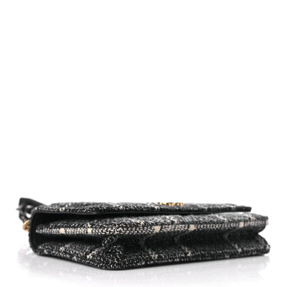 Chanel Tweed Quilted Chanel 19 Wallet On Chain WOC Grey Black Beige 4 of 10