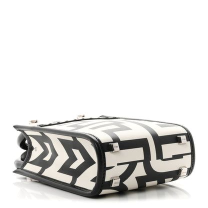 Fendi X MARC JACOBS Vitello King Plexiglass Logo Print Mini Fendi Sunshine Shopper Tote Black White 4 of 9