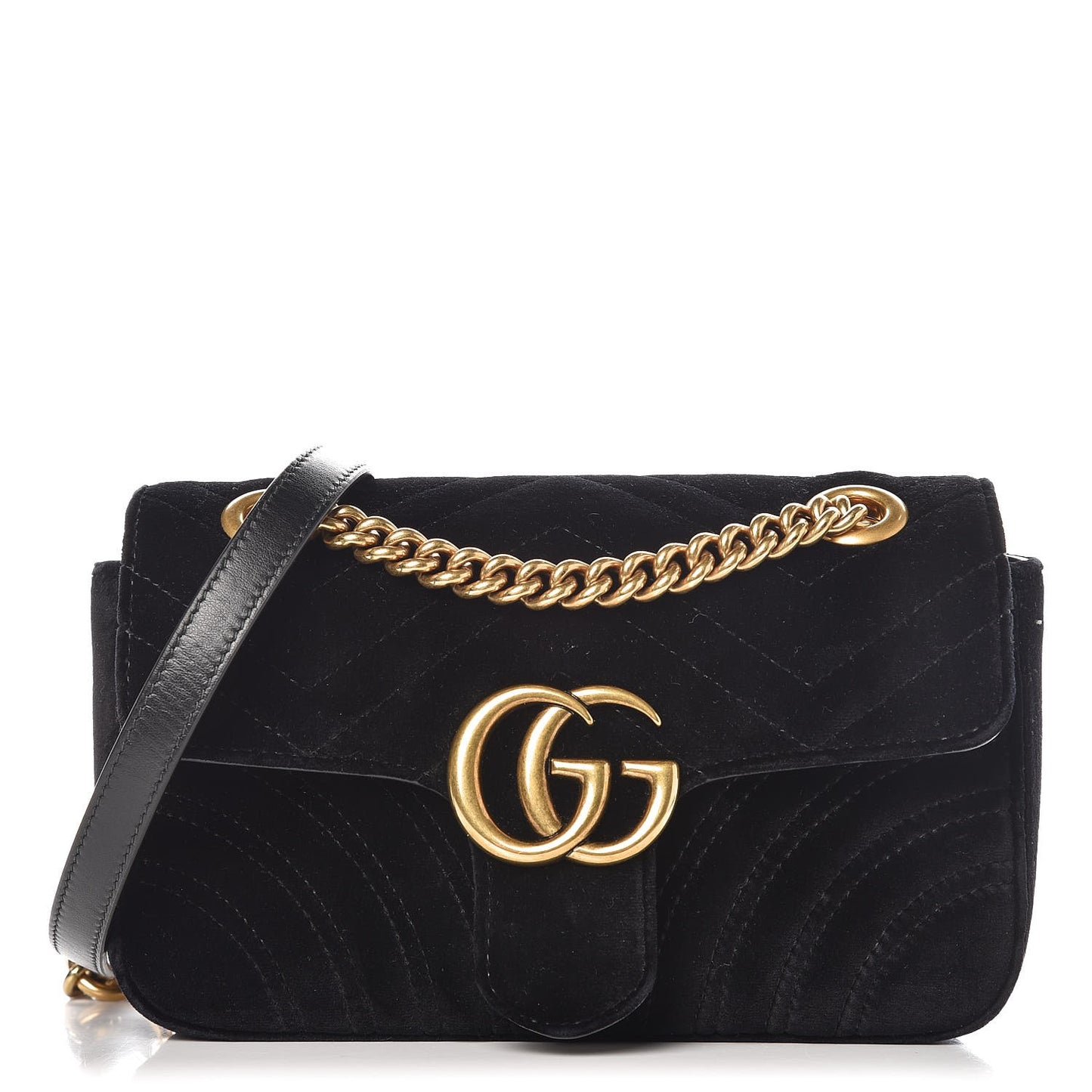Velvet Matelasse Mini GG Marmont Shoulder Bag Black