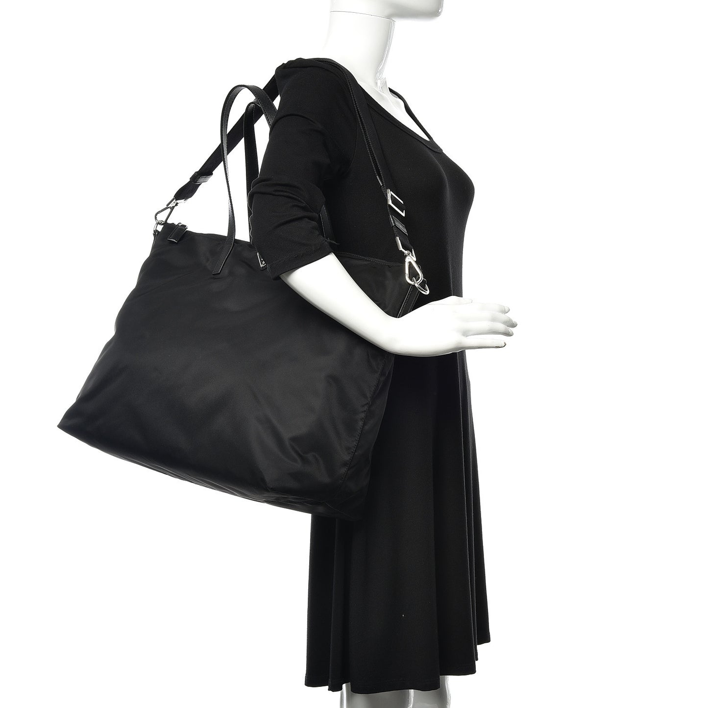 Tessuto Nylon Vela Shopping Tote Black
