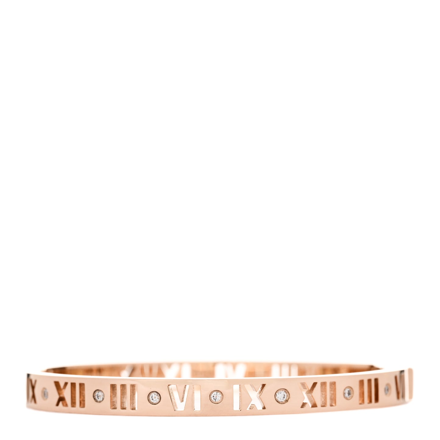 18K Rose Gold Diamond Atlas Pierced Hinged Bangle Bracelet
