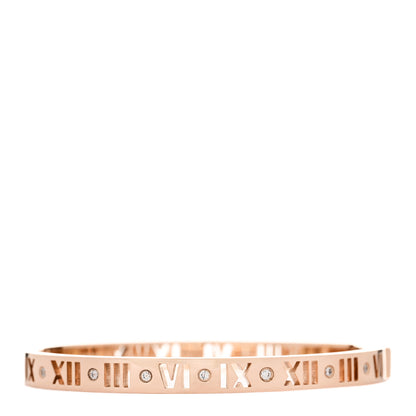 Tiffany 18K Rose Gold Diamond Atlas Pierced Hinged Bangle Bracelet 1 of 3