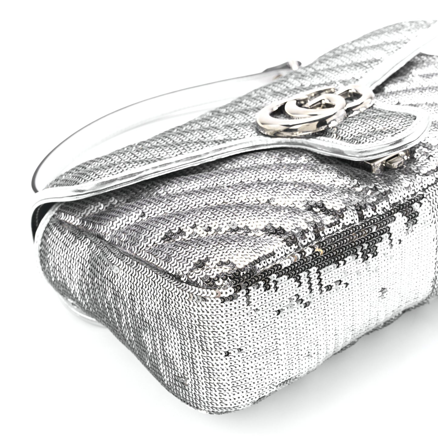 Sequin Matelasse Small GG Marmont Shoulder Bag Silver
