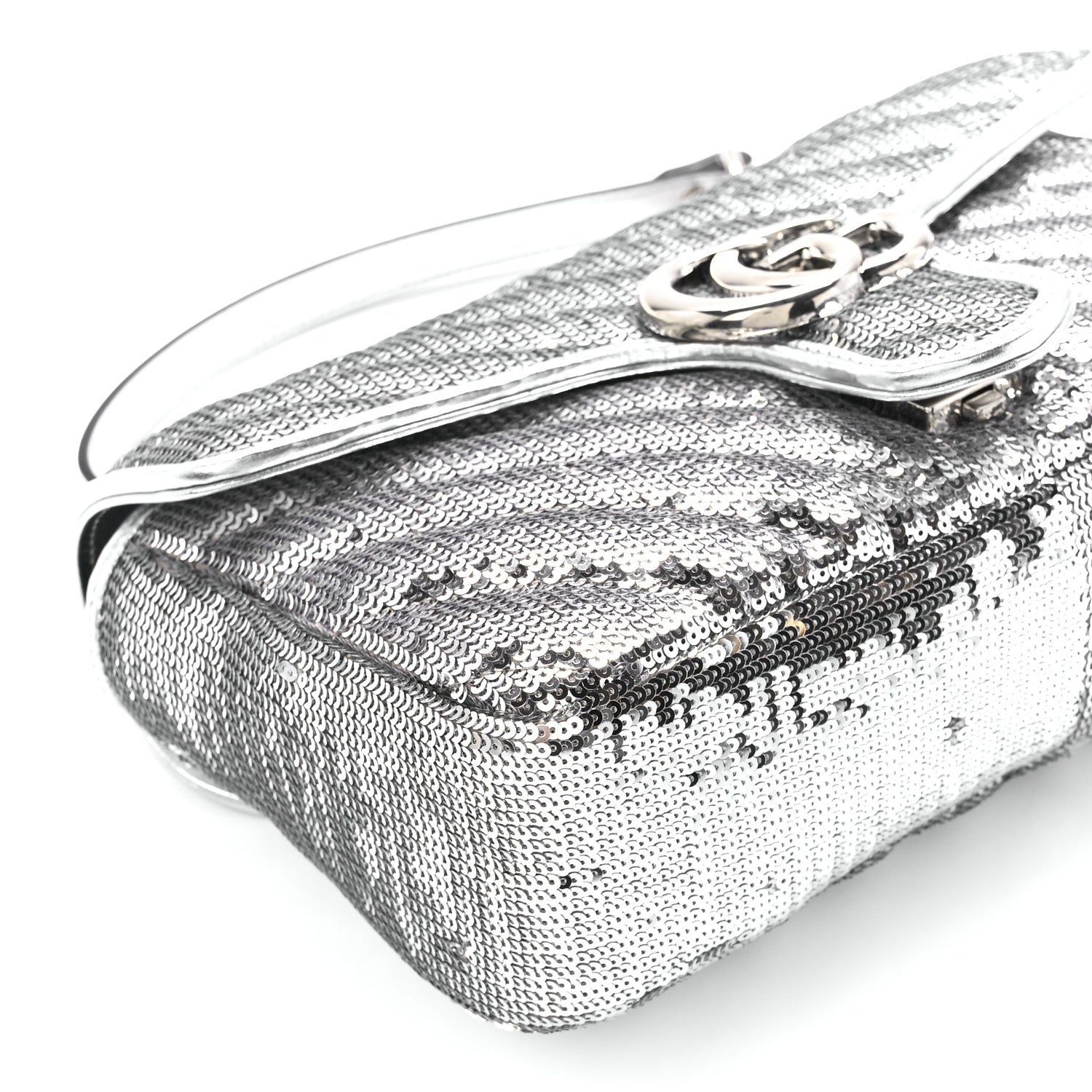 Gucci Sequin Matelasse Small GG Marmont Shoulder Bag Silver 11 of 12