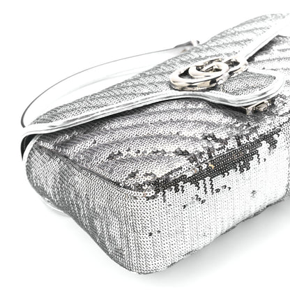 Gucci Sequin Matelasse Small GG Marmont Shoulder Bag Silver 11 of 12
