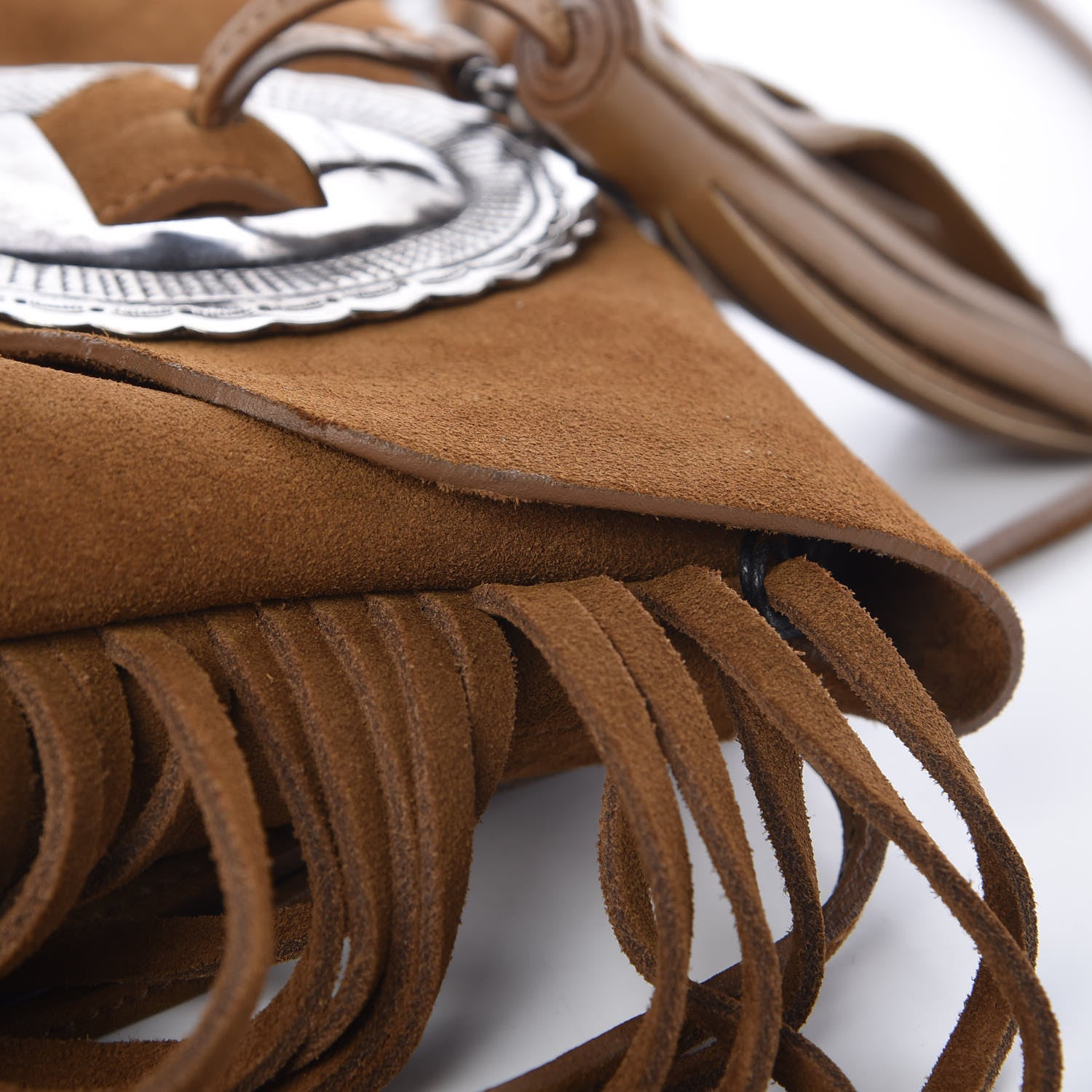 Saint Laurent Suede Fringe Flat Anita Crossbody Bag Camel 10 of 10