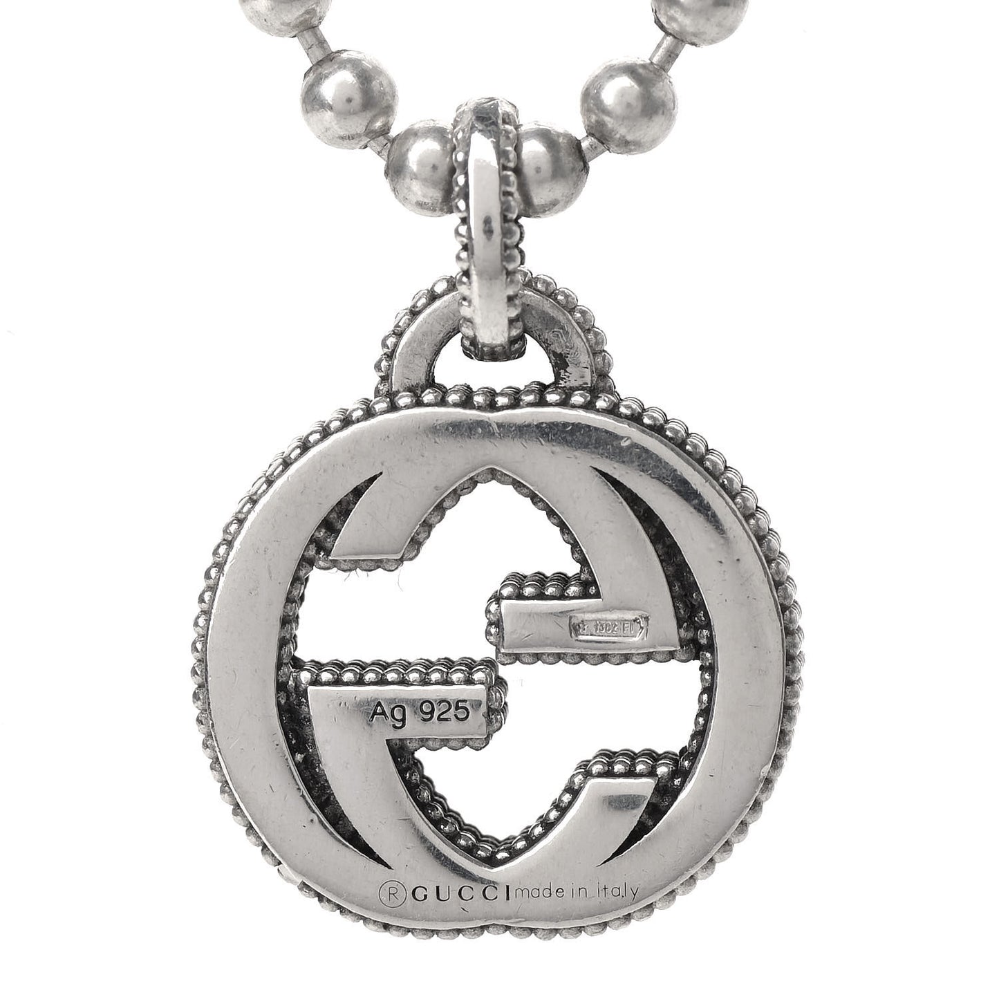 Sterling Silver Interlocking Circle GG Pendant Necklace