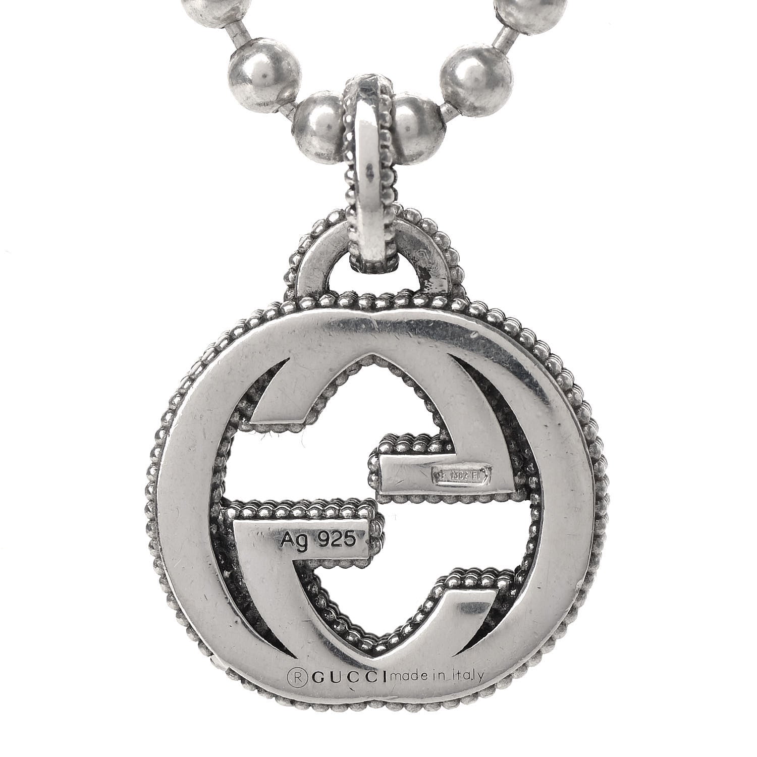Gucci Sterling Silver Interlocking Circle GG Pendant Necklace 4 of 8
