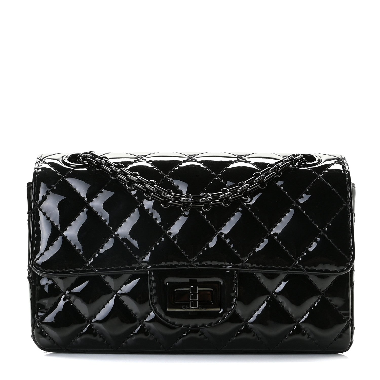 Chanel Patent Calfskin Quilted 2.55 Reissue Mini Flap So Black 1 of 10
