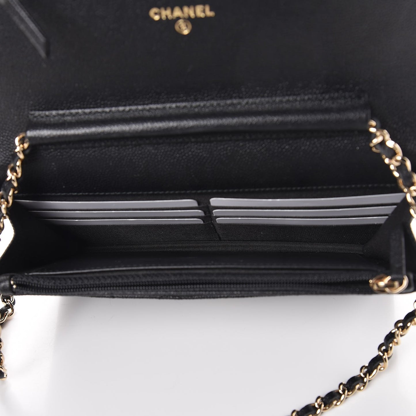 Caviar Quilted Boy Wallet On Chain WOC Black
