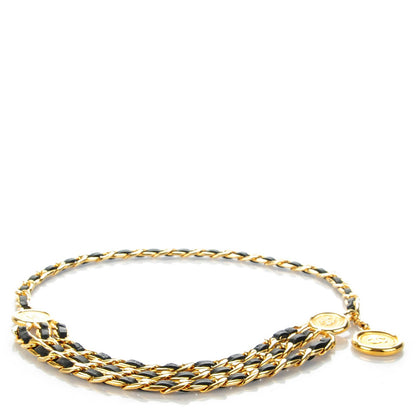 Chanel Lambskin Chain CC Medallion Belt Black Gold 1 of 8