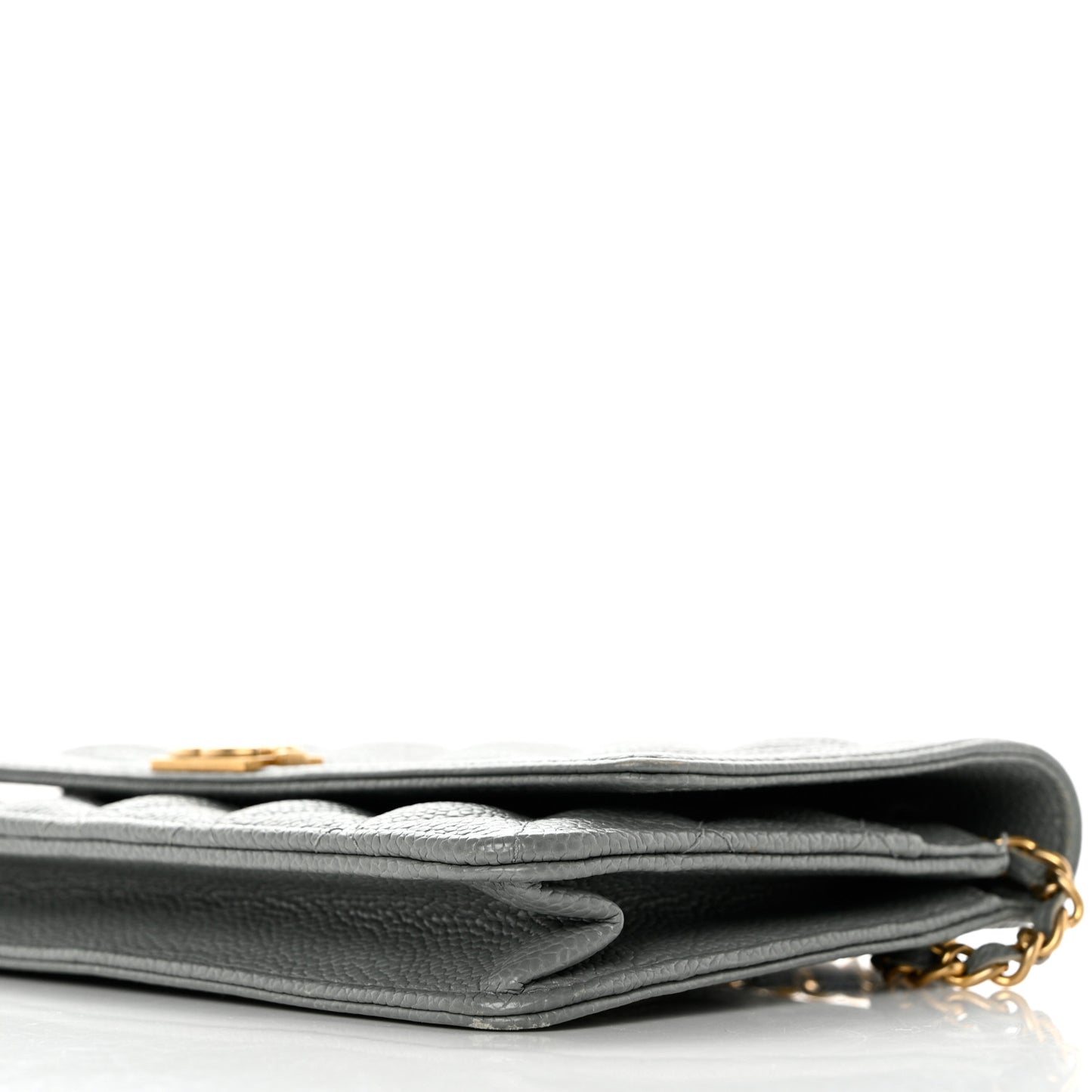 Caviar Quilted Boy Wallet On Chain WOC Grey