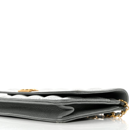 Chanel Caviar Quilted Boy Wallet On Chain WOC Grey 10 of 15