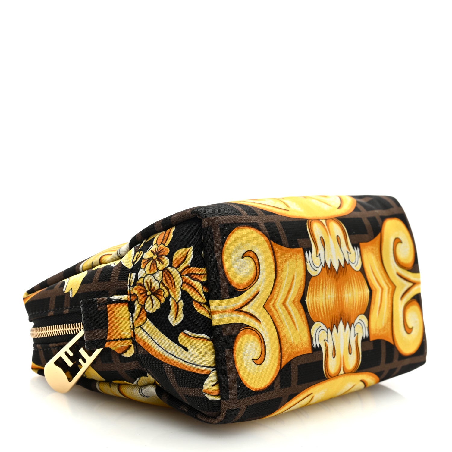 Fendi X VERSACE Nylon Fendace FF Baroque Print Small Trapezoid Beauty Pouch Gold 4 of 6