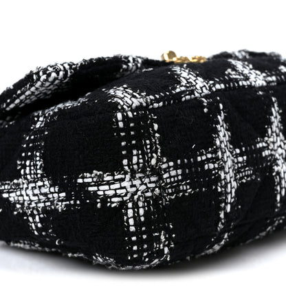 Chanel Tweed Quilted Medium Chanel 19 Flap Black White 9 of 10