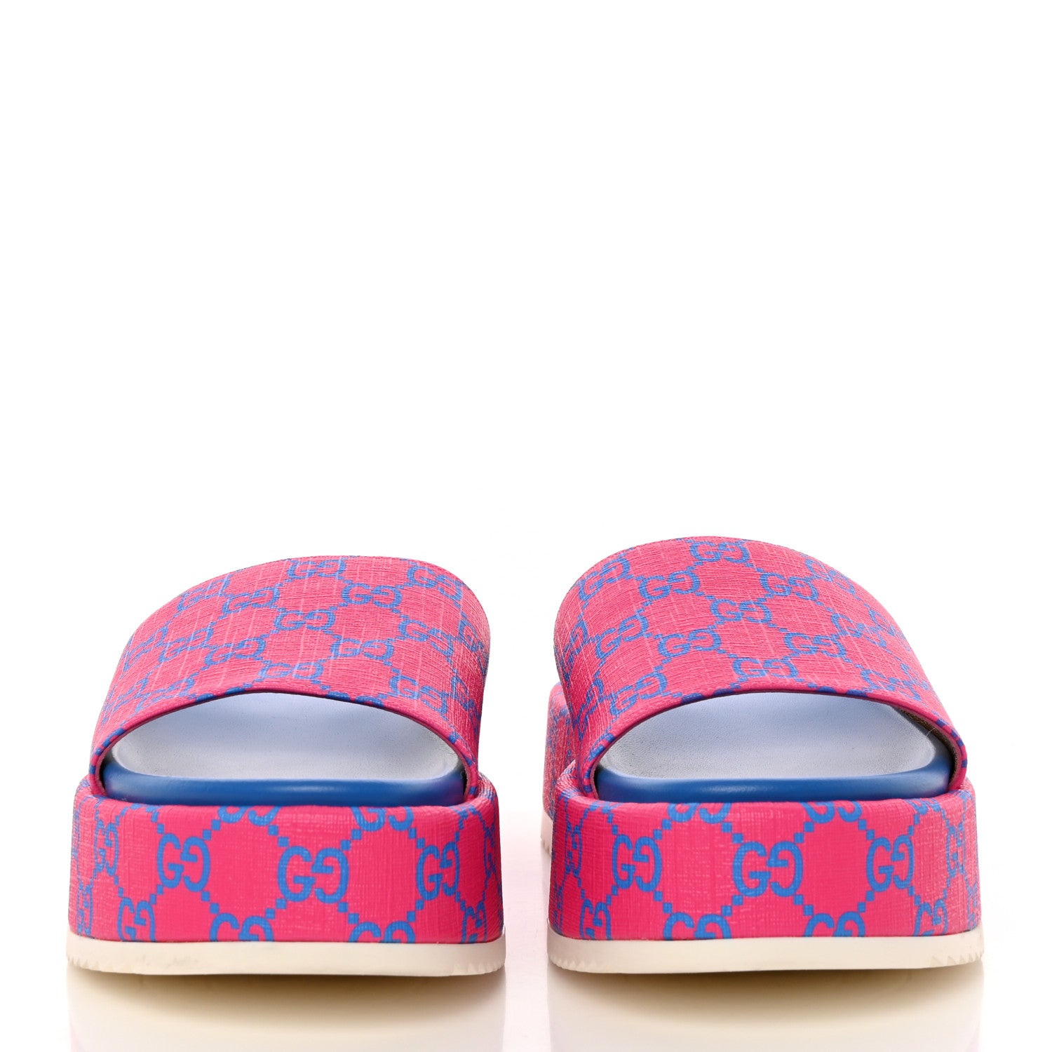 Gucci GG Supreme Joy Monogram Angelina Platform Slide Sandals 39.5 Fuxia Blue 2 of 12