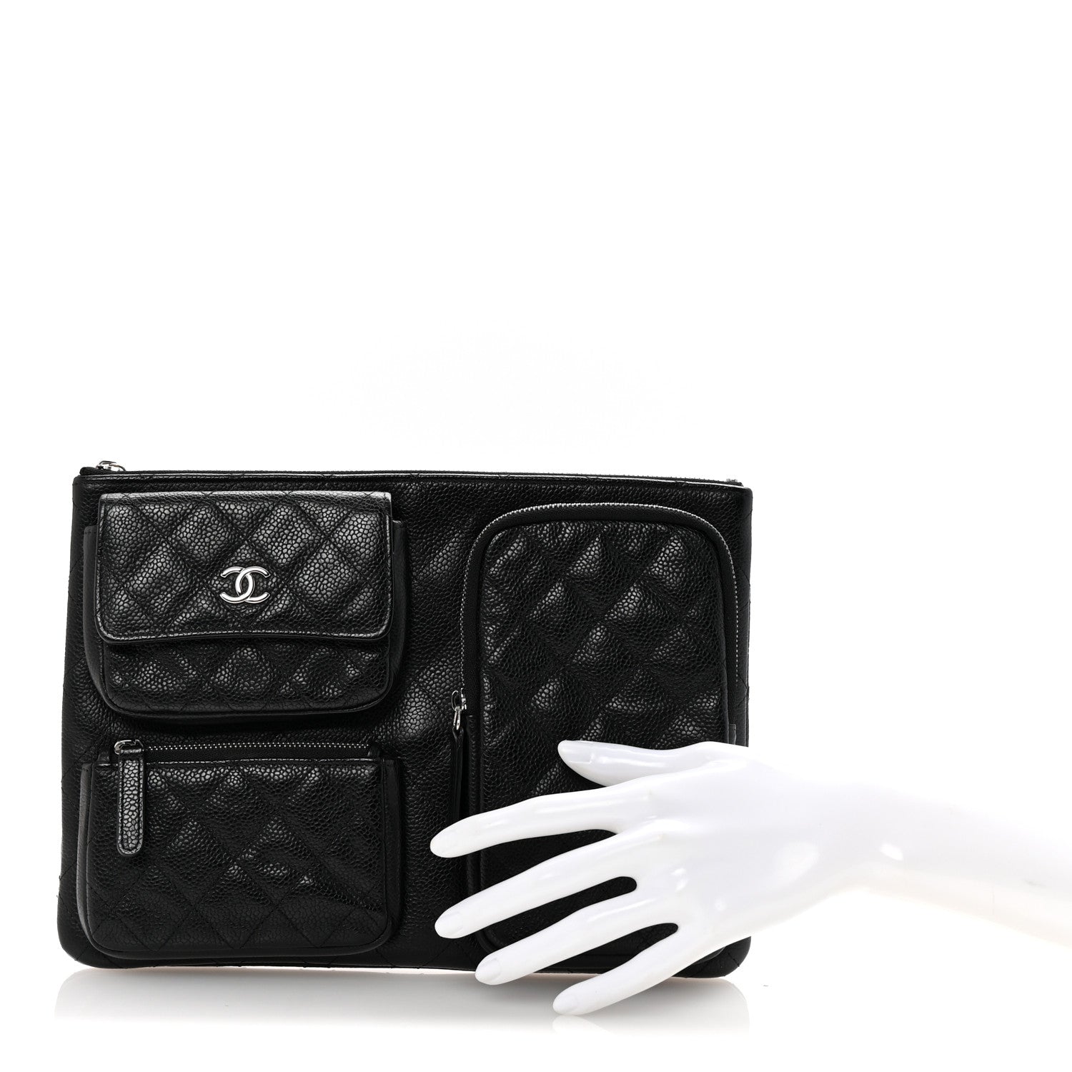 Chanel Caviar Quilted Zipped Multi Pouch Black 2 of 8