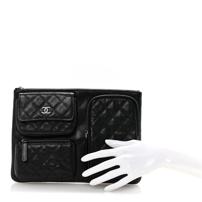Chanel Caviar Quilted Zipped Multi Pouch Black 2 of 8