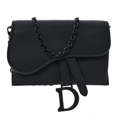 Christian Dior Ultra Matte Calfskin Nano Saddle Chain Pouch Black 1 of 9