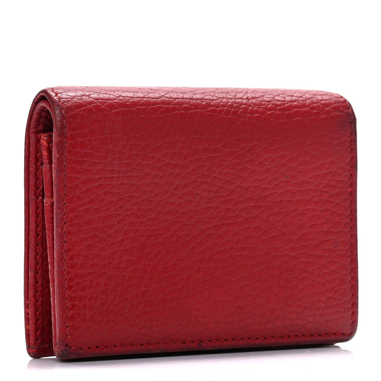 Gucci Pebbled Calfskin GG Marmont Card Case Hibiscus Red 3 of 11