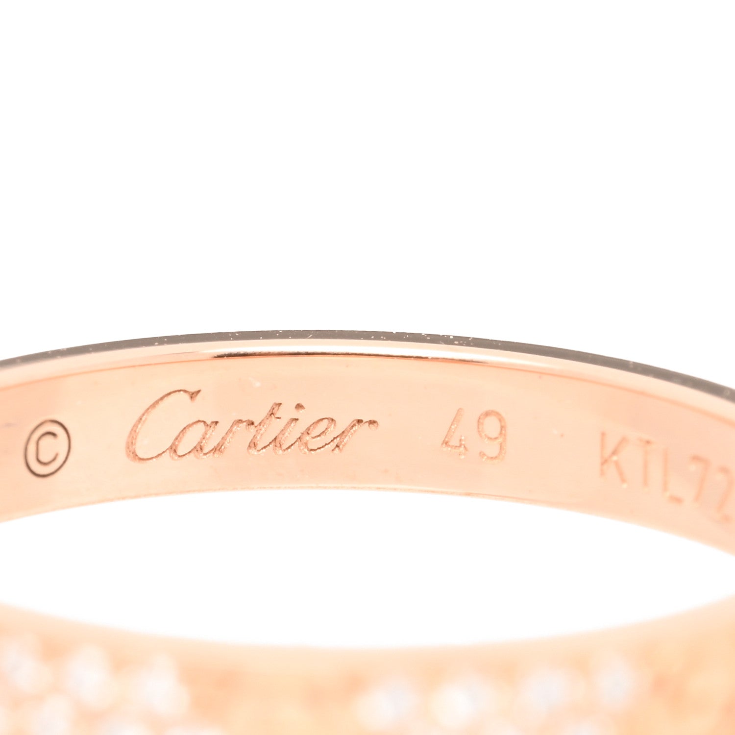 Cartier 18K Pink Gold Diamond 2.6mm LOVE Paved Band Ring 49 5 4 of 4