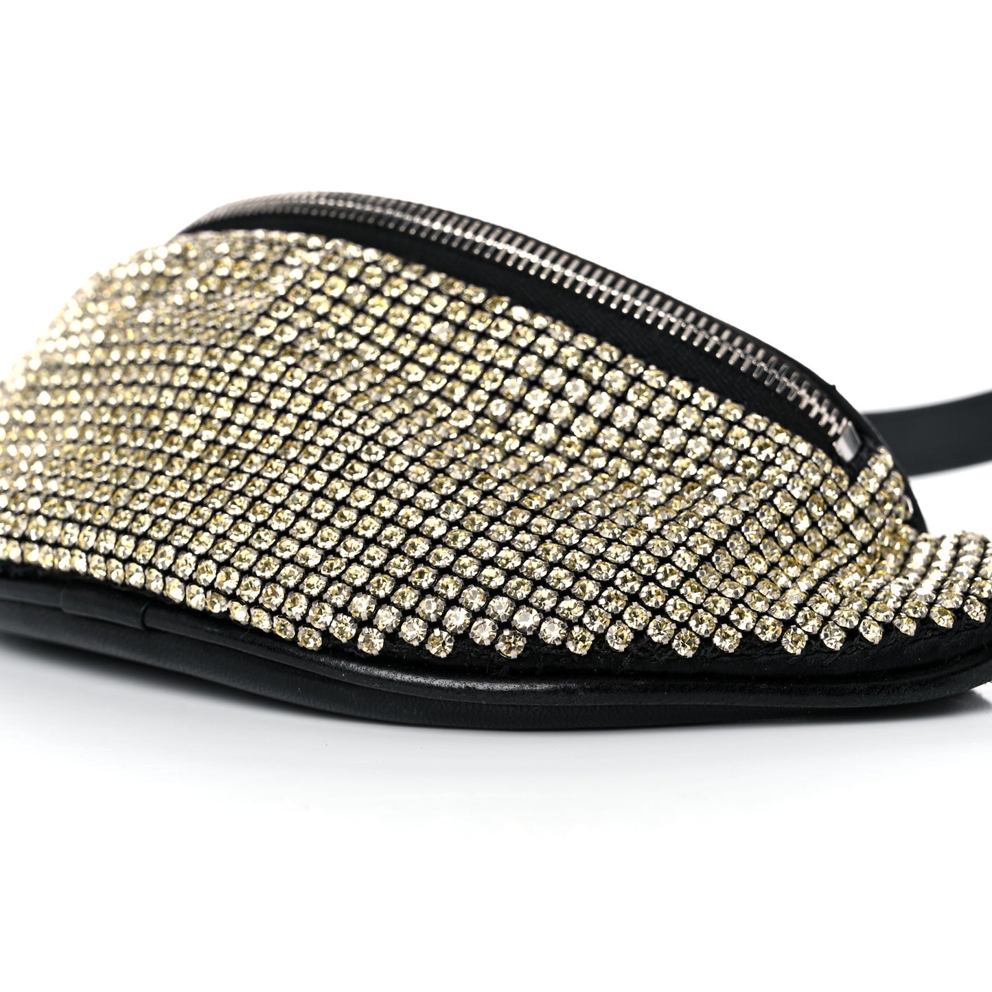 Rhinestone Mesh Mini Attica Belt Bag Black