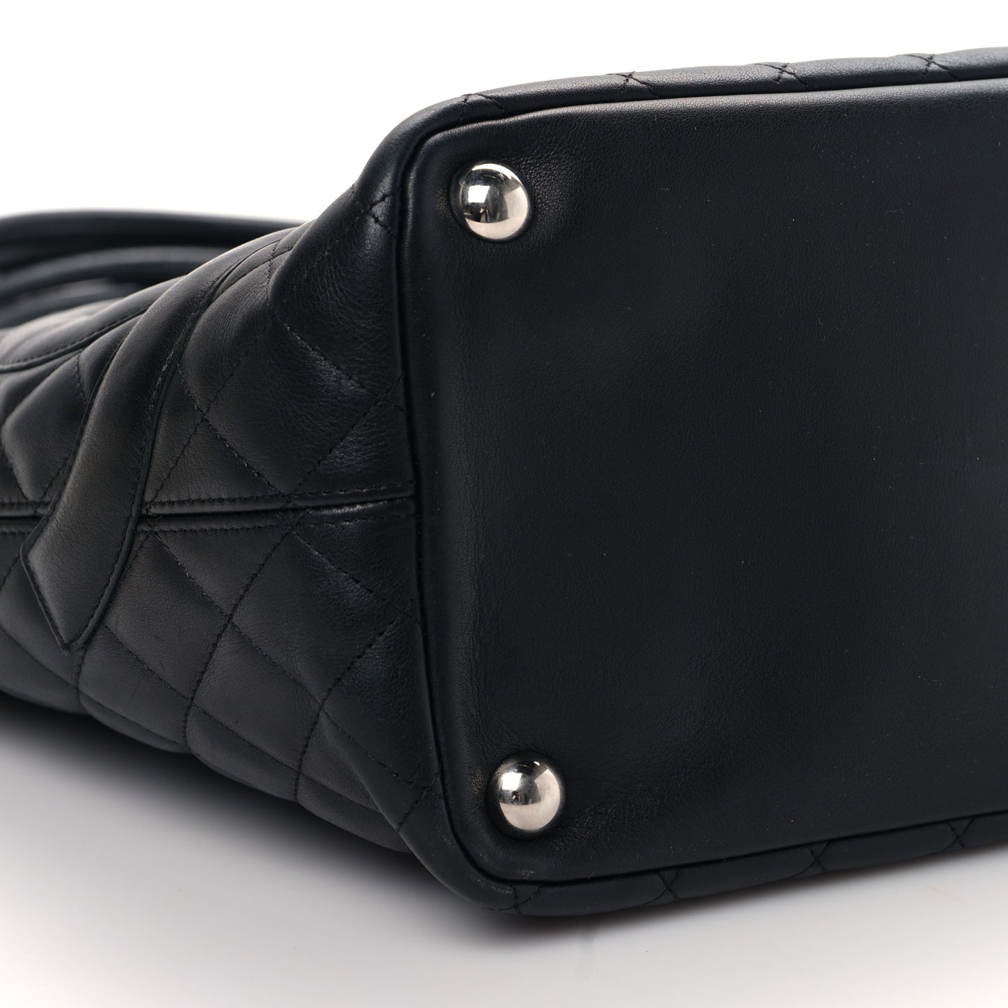 Calfskin Quilted Large Cambon Tote Black