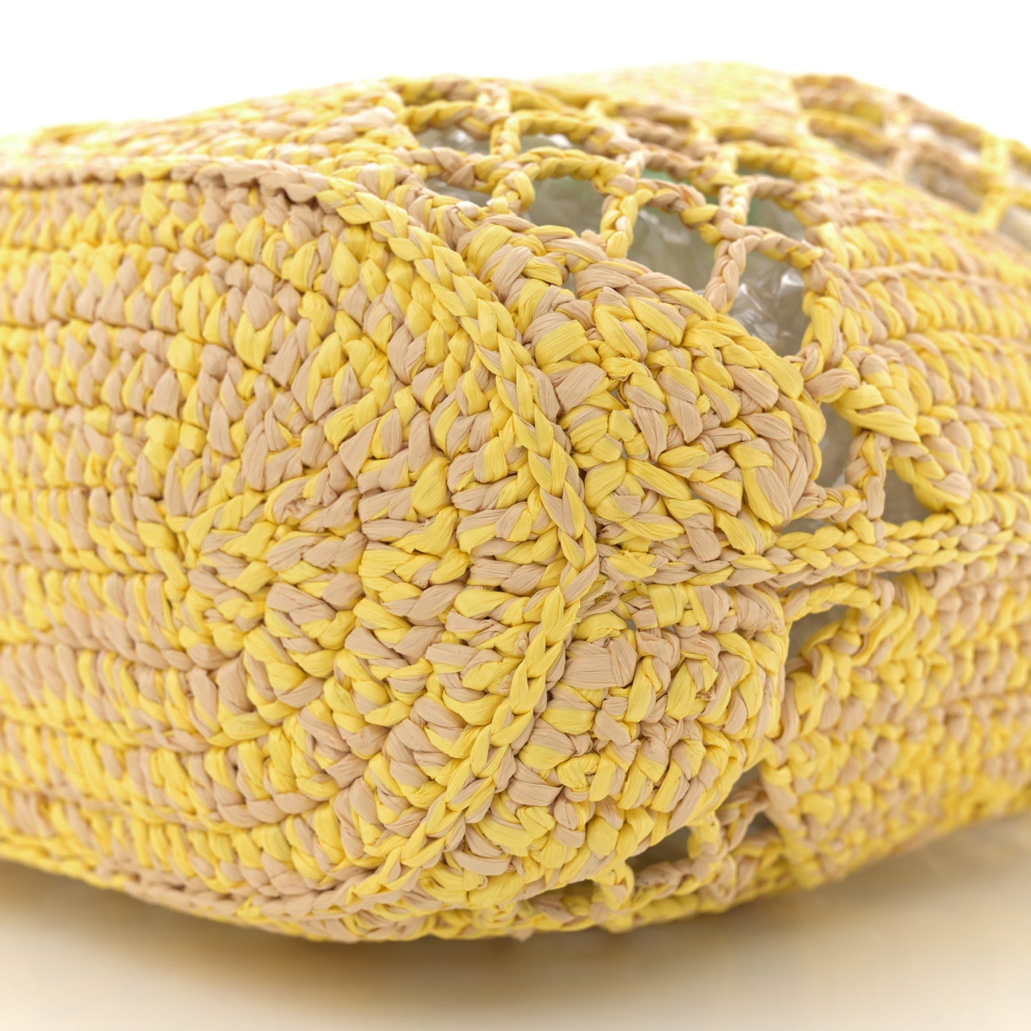 Straw Raffia Tote Beige Yellow