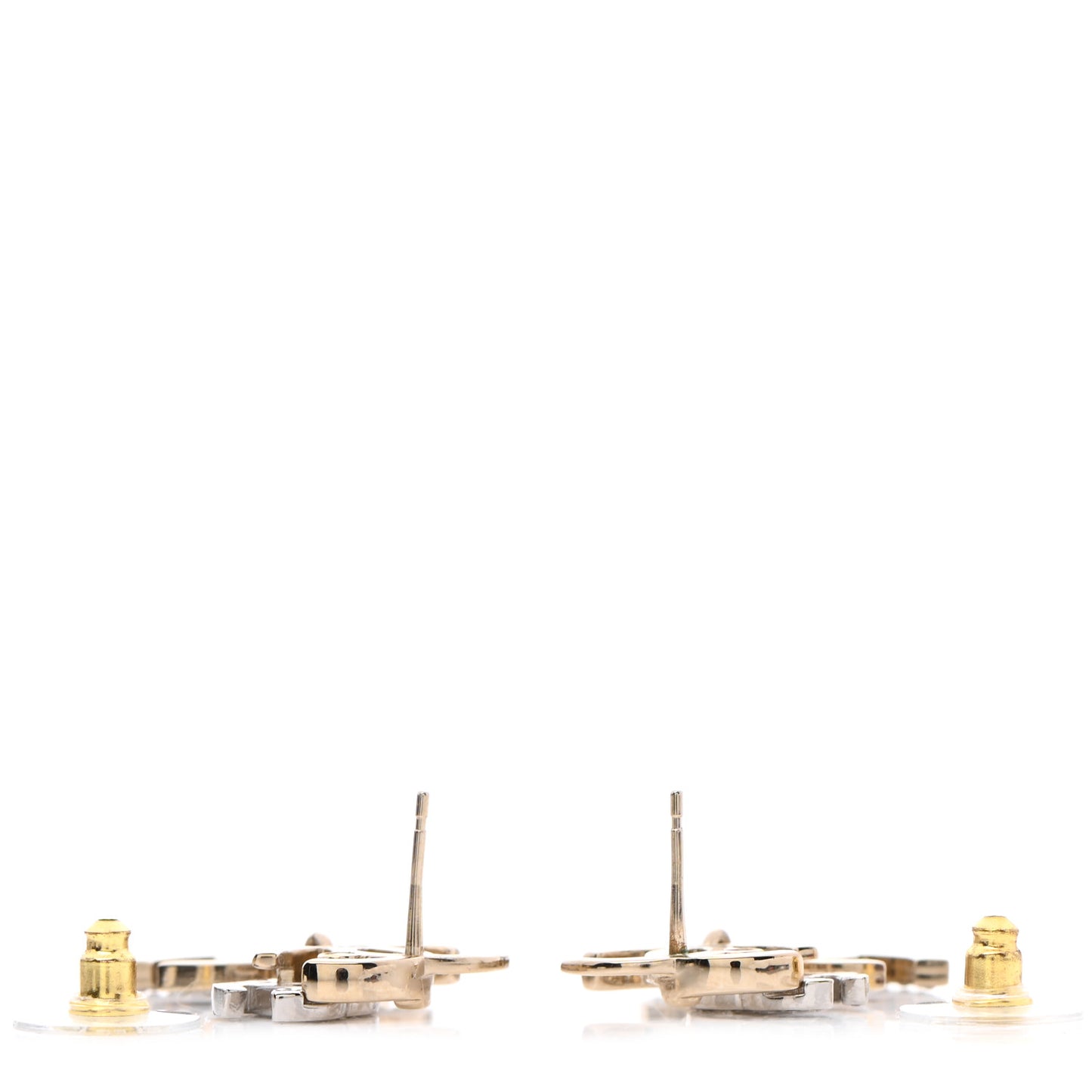 Crystal Pearl Double CC Drop Earrings Gold Silver