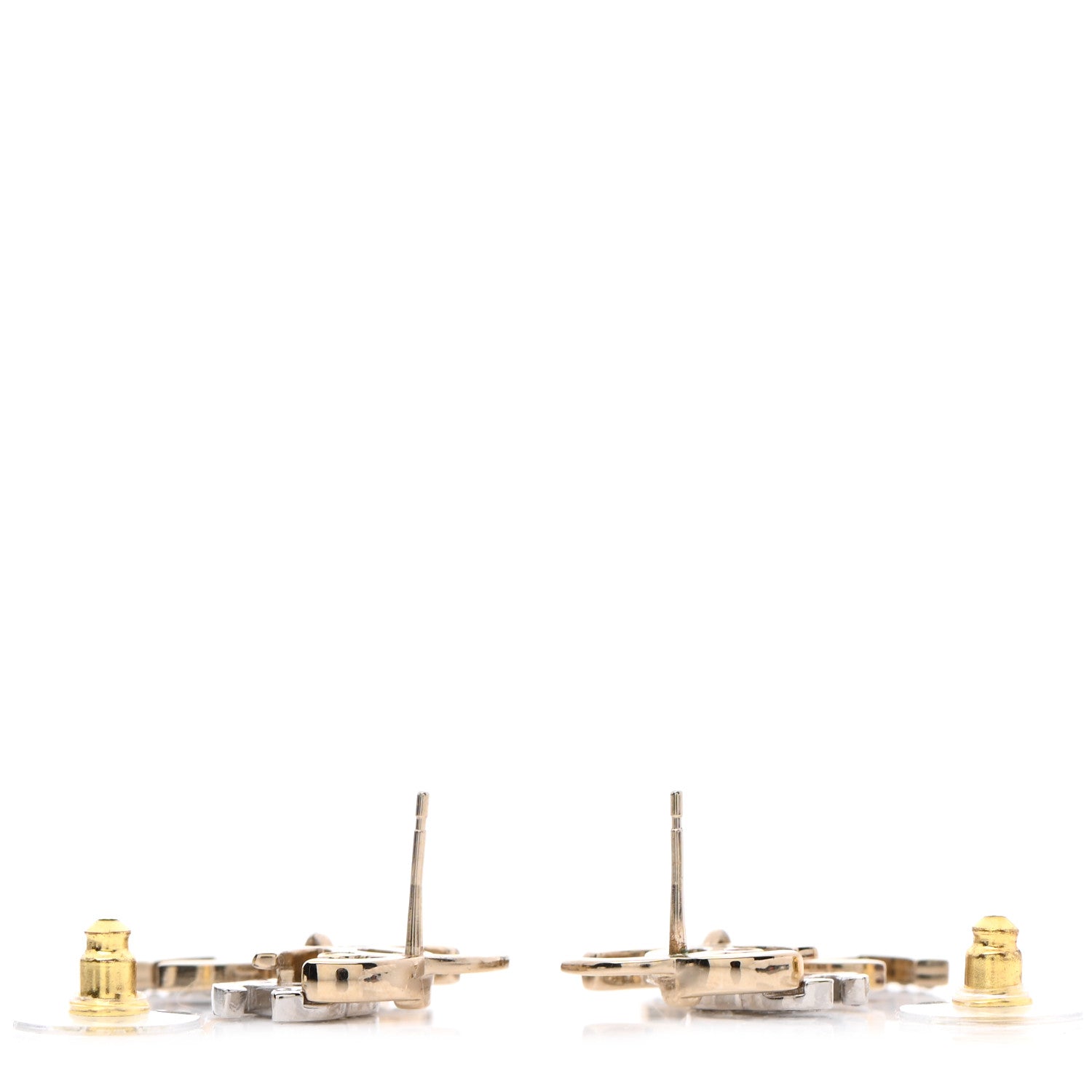 Chanel Crystal Pearl Double CC Drop Earrings Gold Silver 4 of 5