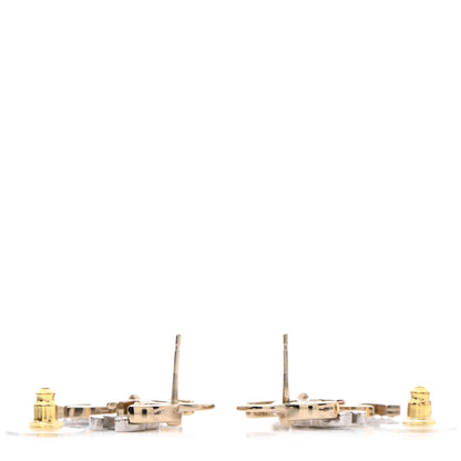 Chanel Crystal Pearl Double CC Drop Earrings Gold Silver 4 of 5