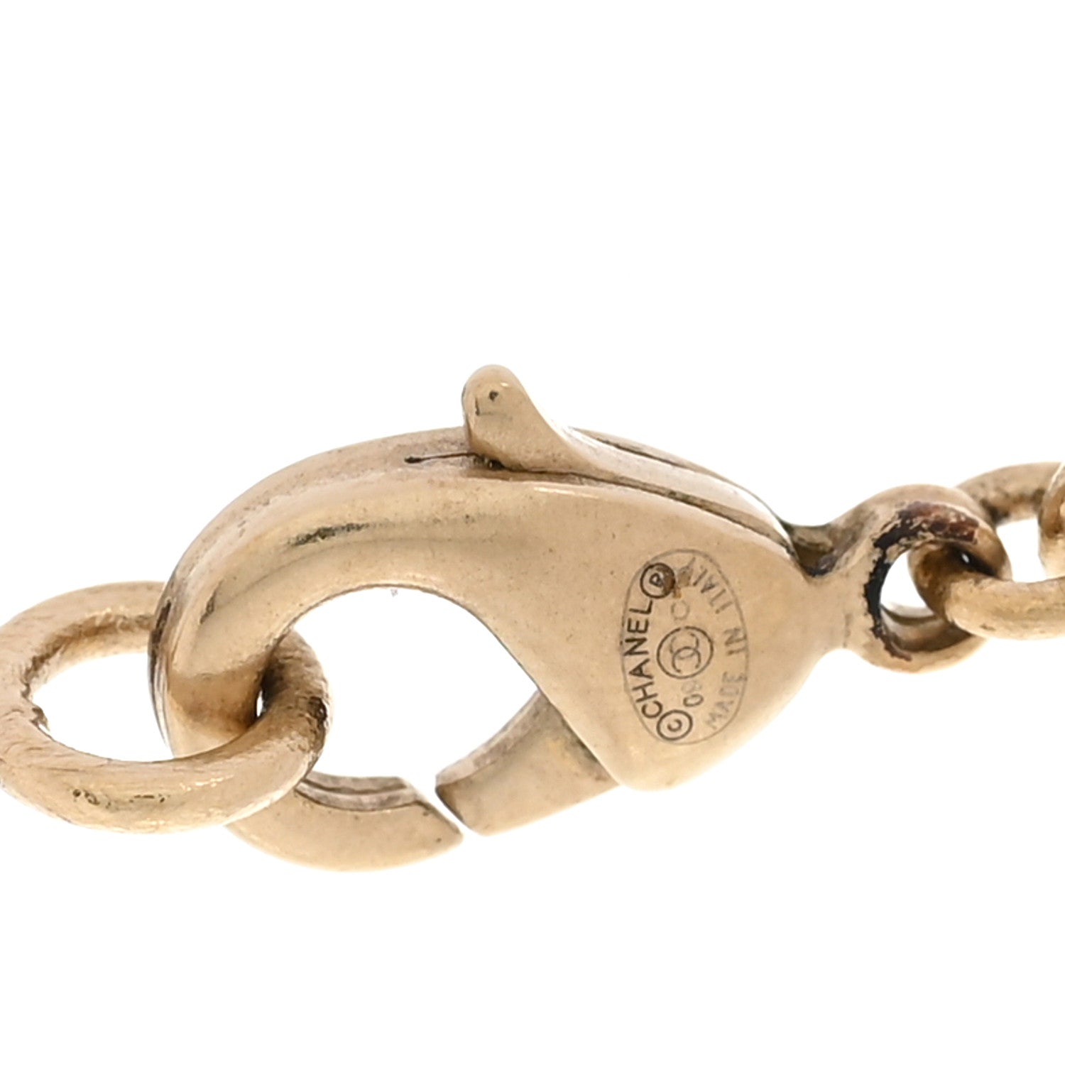 Chanel Satin CC Heart Chain Necklace Black Light Gold 5 of 5