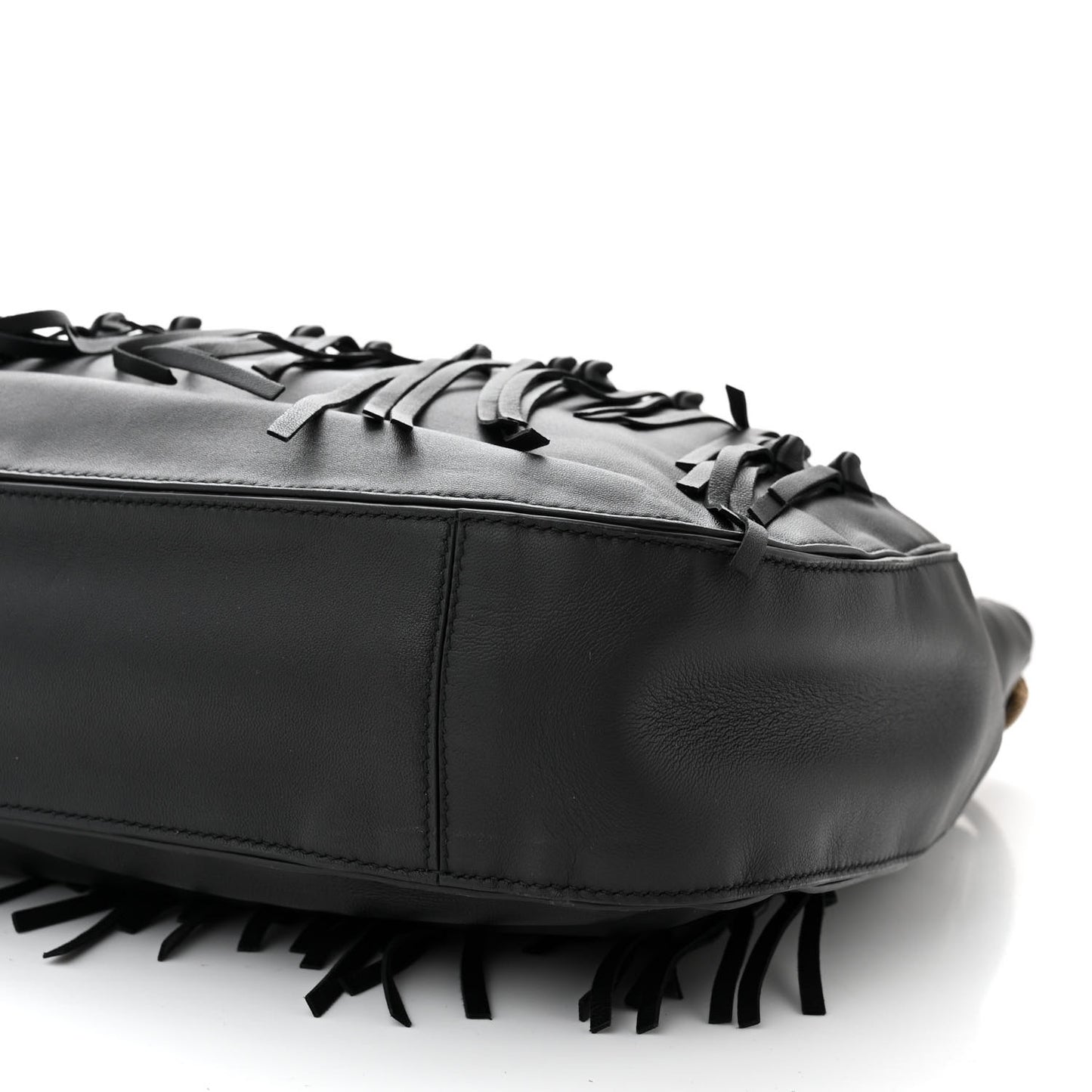 Nappa Intrecciato Fringe Brio Loop Hobo Black