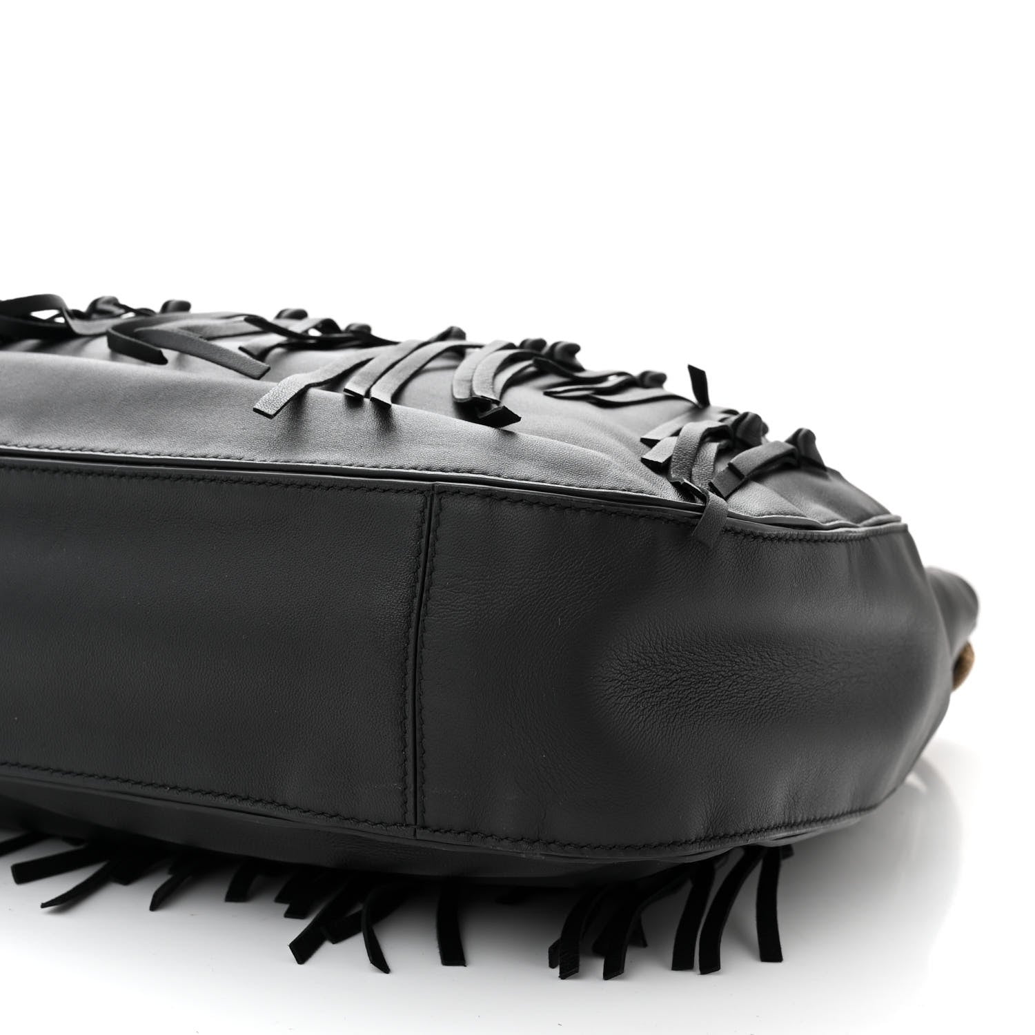 Bottega Veneta Nappa Intrecciato Fringe Brio Loop Hobo Black 10 of 11