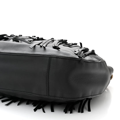 Bottega Veneta Nappa Intrecciato Fringe Brio Loop Hobo Black 10 of 11