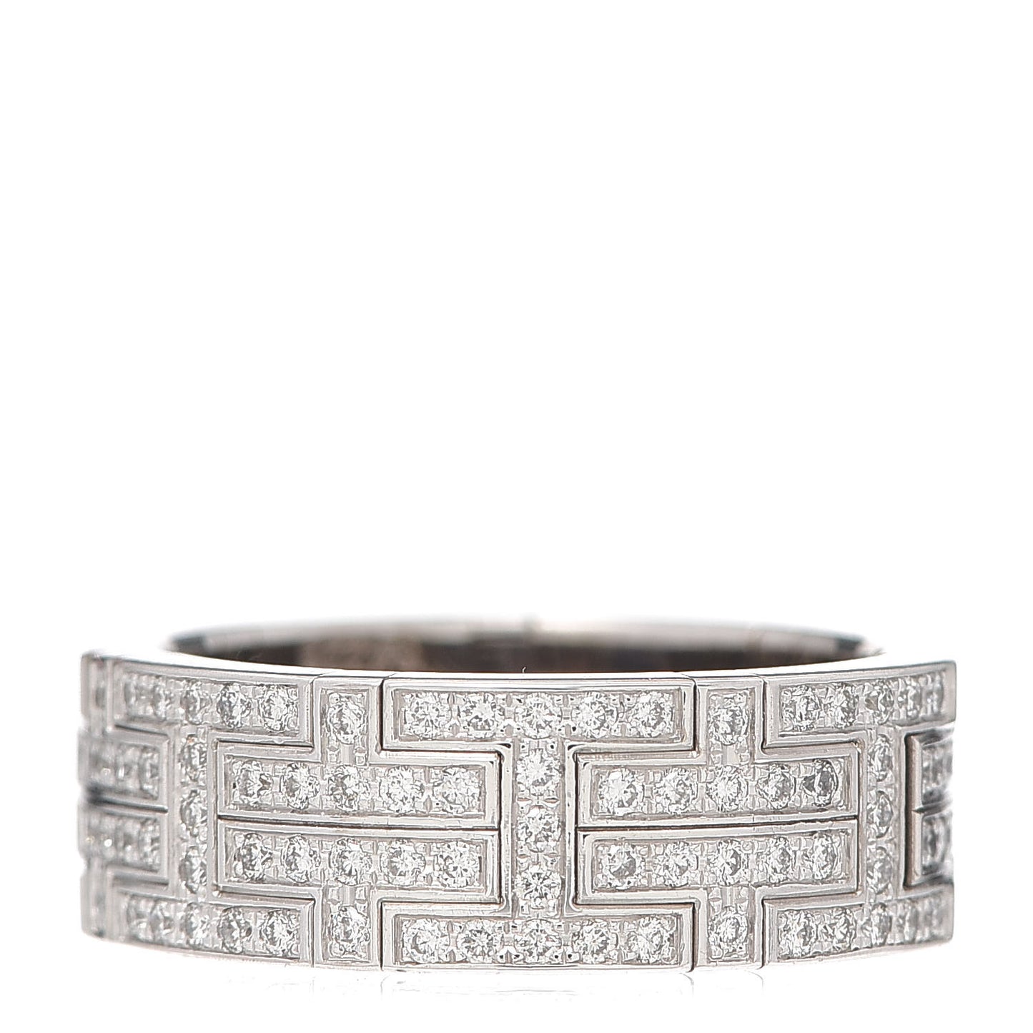 18K White Gold Diamond Pave Kilim Ring 56 7.25