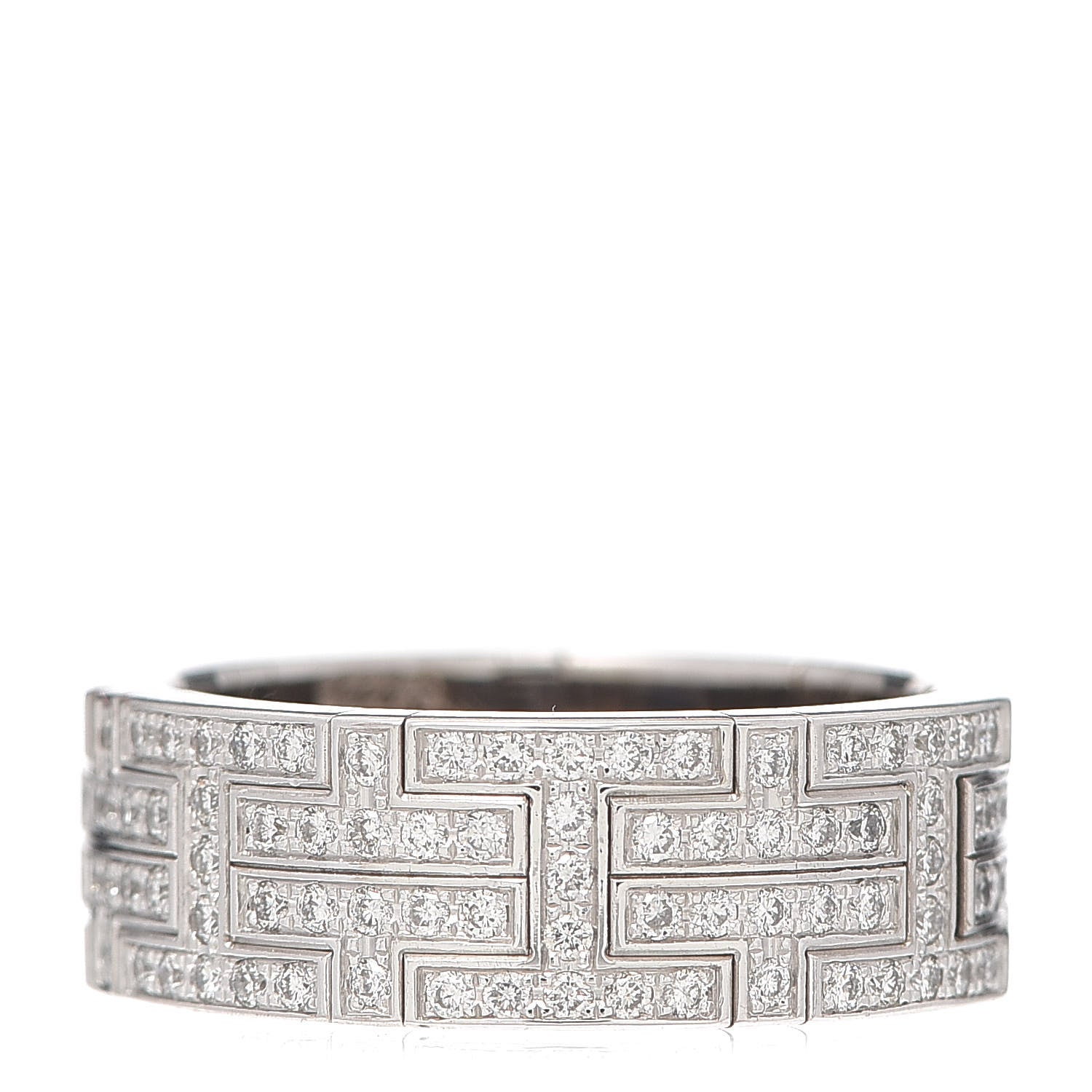 Hermes 18K White Gold Diamond Pave Kilim Ring 56 7.25 3 of 5