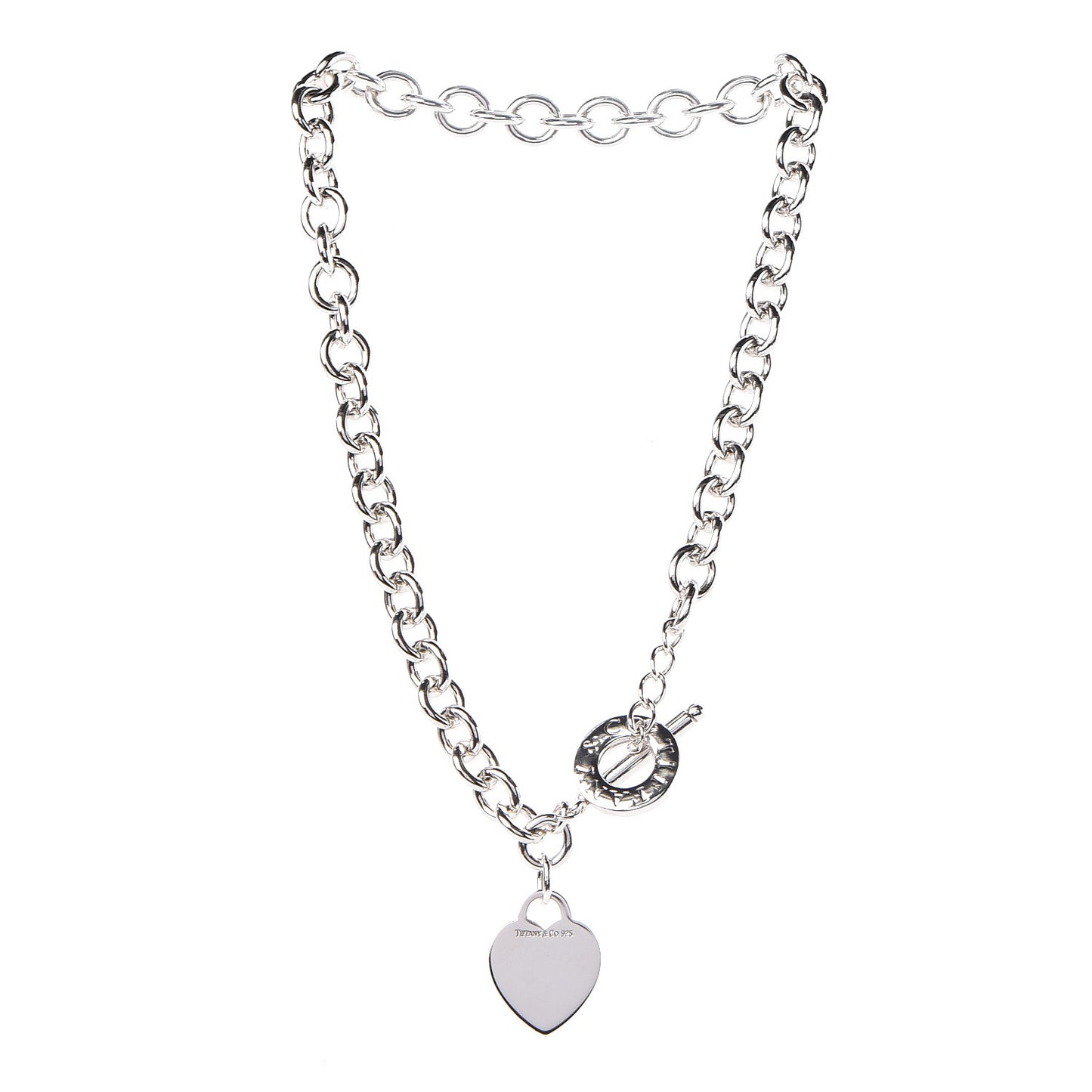 Sterling Silver Heart Tag Toggle Necklace