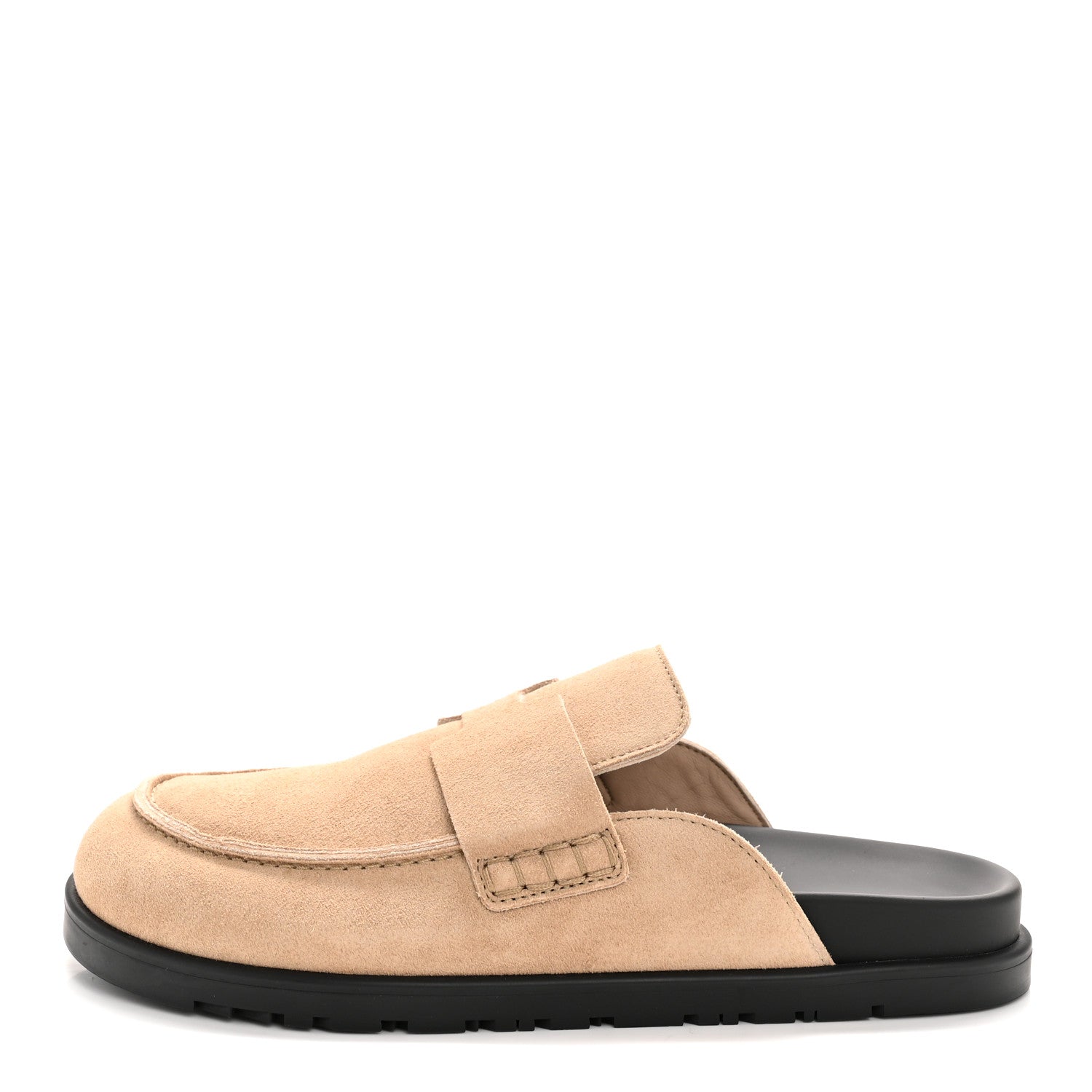 Hermes Suede Calfskin Womens Go Mules 38.5 Beige Argile 1 of 10