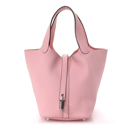 Hermes Taurillon Clemence Picotin Lock 18 PM Rose Sakura 1 of 11