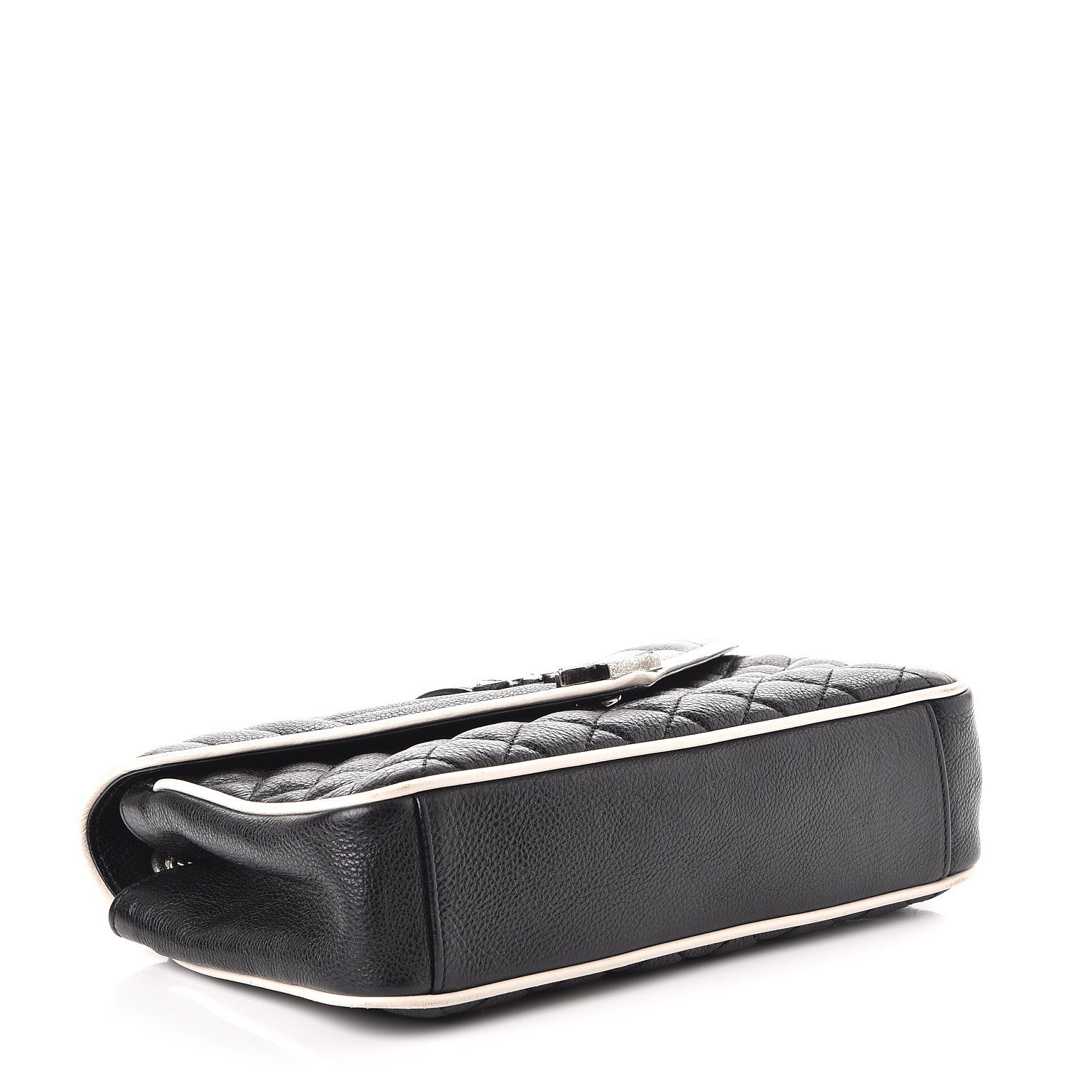 Saint Laurent Grained Calfskin Tri-Quilt Monogram Medium College Bag Black White 5 of 13