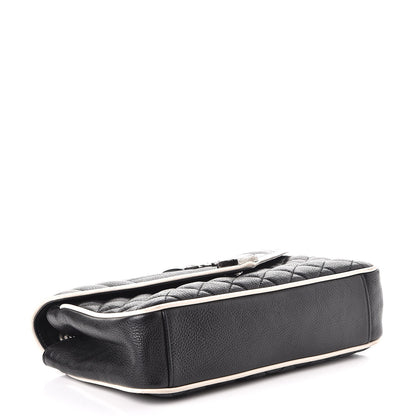 Saint Laurent Grained Calfskin Tri-Quilt Monogram Medium College Bag Black White 5 of 13