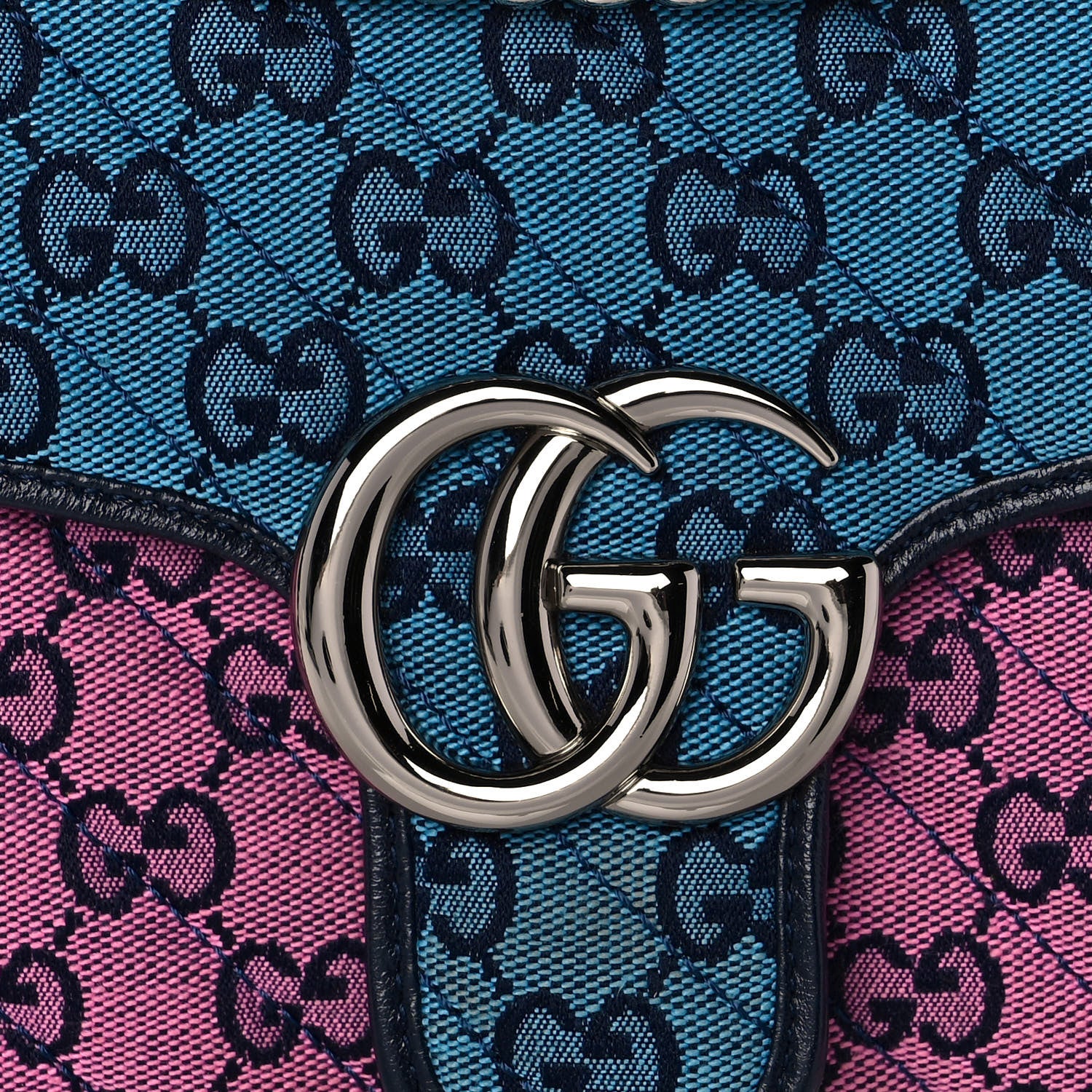 Gucci Monogram Multicolor Matelasse Diagonal Small GG Marmont Shoulder Bag Light Blue Pink Blue Green Red 9 of 14