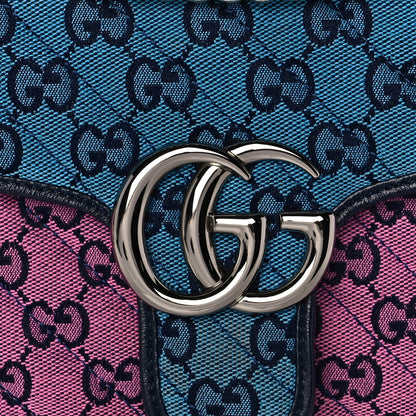Gucci Monogram Multicolor Matelasse Diagonal Small GG Marmont Shoulder Bag Light Blue Pink Blue Green Red 9 of 14